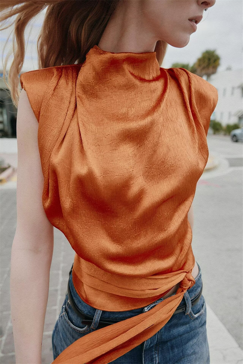 Satin-Schal-Kragen-Top ohne Är – Shirt Camp Collar Bewertung und Preis