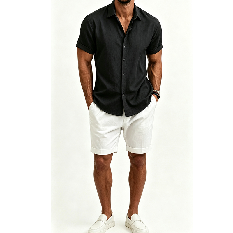 Herren Baumwoll-Leinen-Hemdset – Short Linen Drawstring Bewertung und Preis