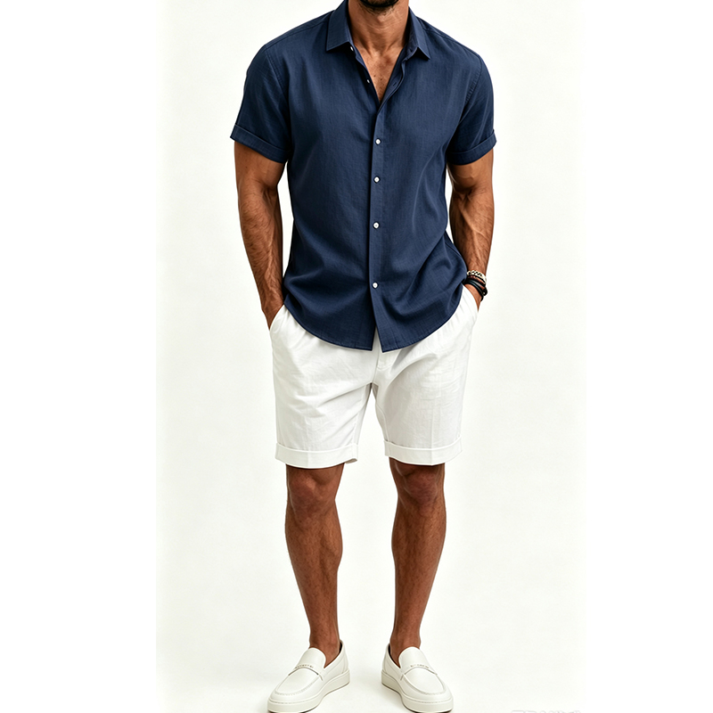 Herren Baumwoll-Leinen-Hemdset – Short Linen Drawstring Bewertung und Preis