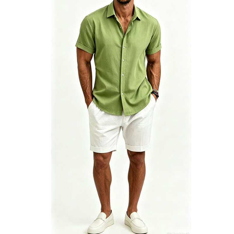 Herren Baumwoll-Leinen-Hemdset – Short Linen Drawstring Bewertung und Preis